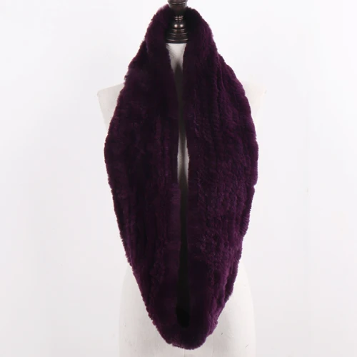 dark purple Женский шарф с мехом бесконечности, Круглый Длинный натуральный мех, зимние тёплые шарфы, уличная мода, кроличий мех, муфели, Прямая с фабрики - Цвет: dark purple