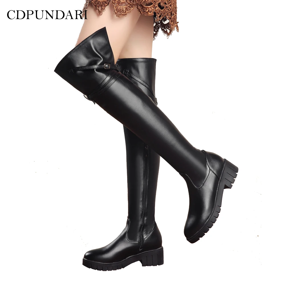 ladies low heel knee high boots