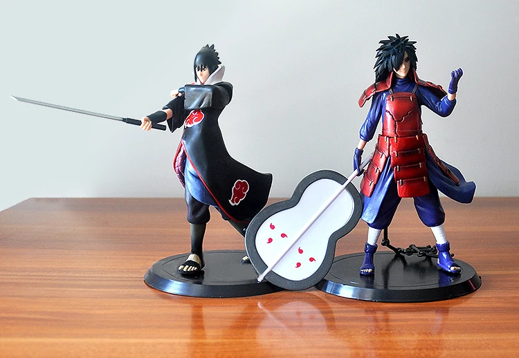 2pcs/lot 18cm Japan Anime Naruto Uchiha Madara Uchiha Sasuke PVC Action Figures Model Toys