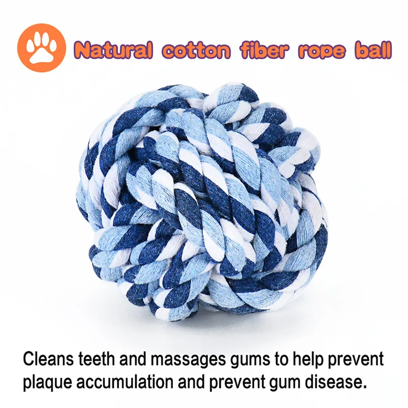 4PcsPack Dog Toy Interactive Rubber Balls Pet Dog Puppy Elasticity Teeth Ball Dog Chew Toys Tooth Cleaning Rope Balls (4)