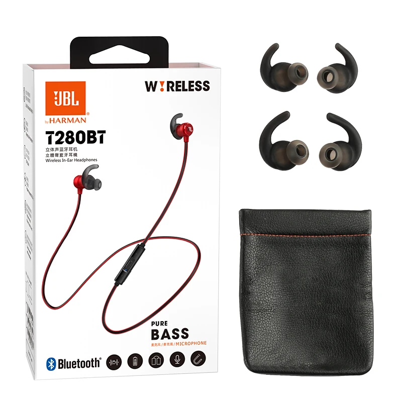 JBL T280BT Wireless Bluetooth Earphone Headset running Sport Earplug Sweat proof Waterproof Magnetic Metal Headphone