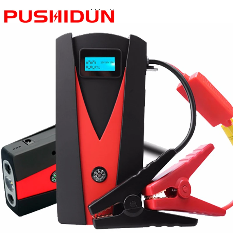 

PUSHIDUN Portable Car Jump Starter Power Bank with Air Compressoer&Smart Cable 600A Peak Current Rechargeable Battery