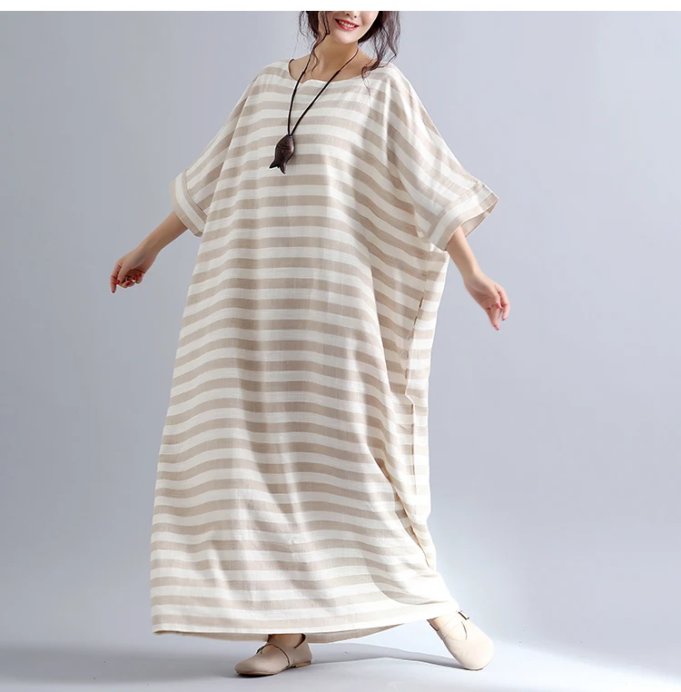 Elegdream одежда для женщин размера d, модное длинное платье макси в полоску размера плюс, повседневные свободные летние платья, женские платья