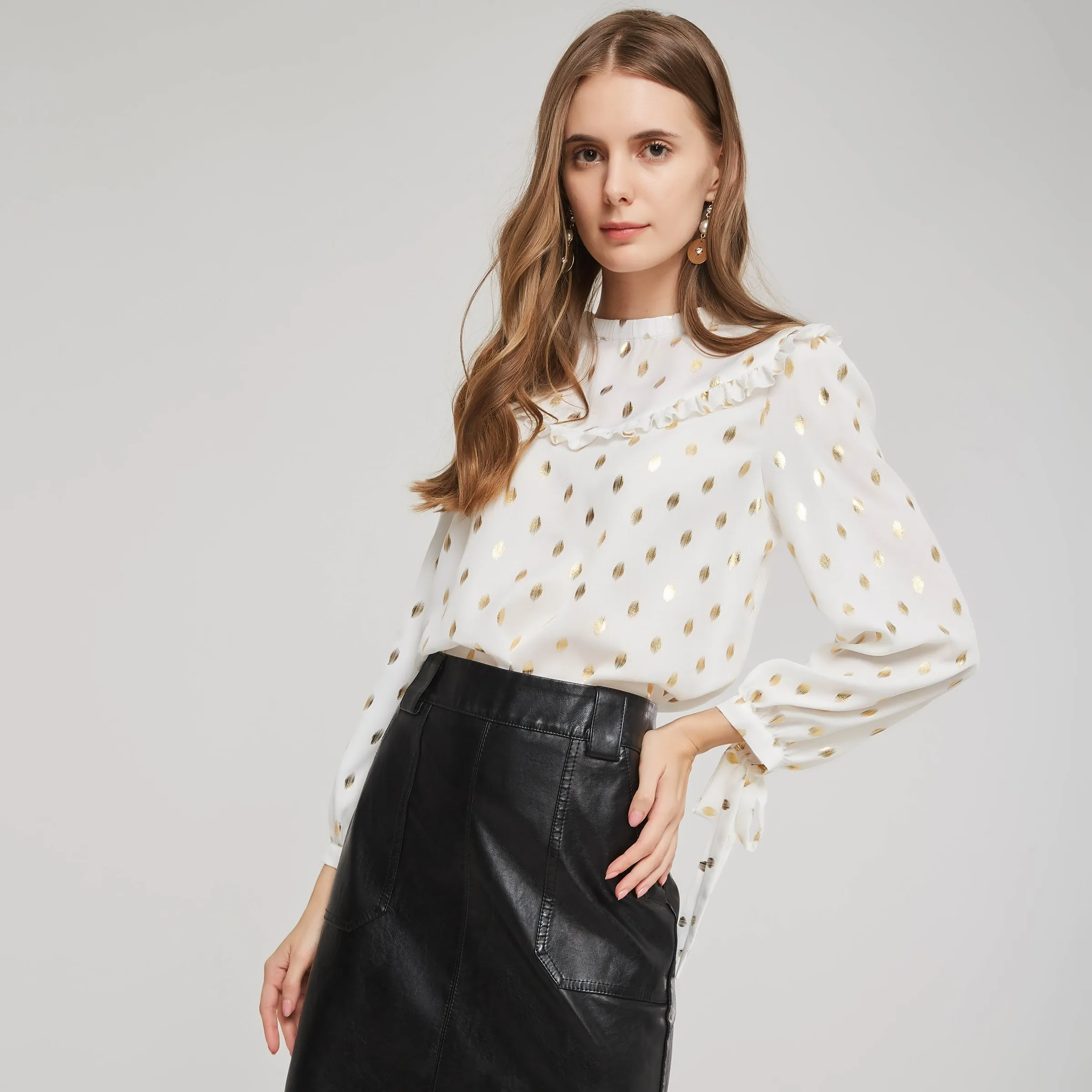 gold polka dot blouse