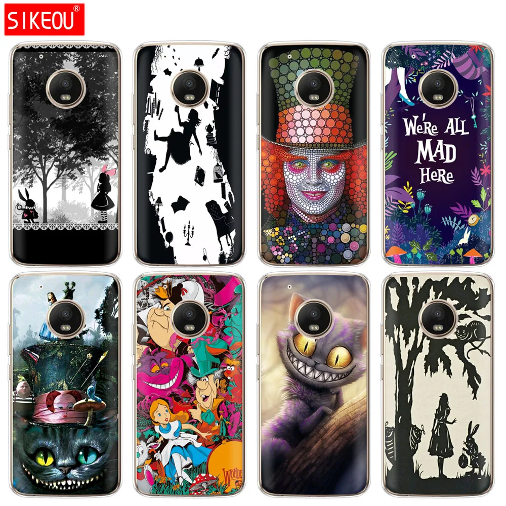 

silicone case phone cover For Motorola Moto G6 G5 G5S Z2 Z3 PLAY PLUS X4 E4 E5 C Alice in Wonderland