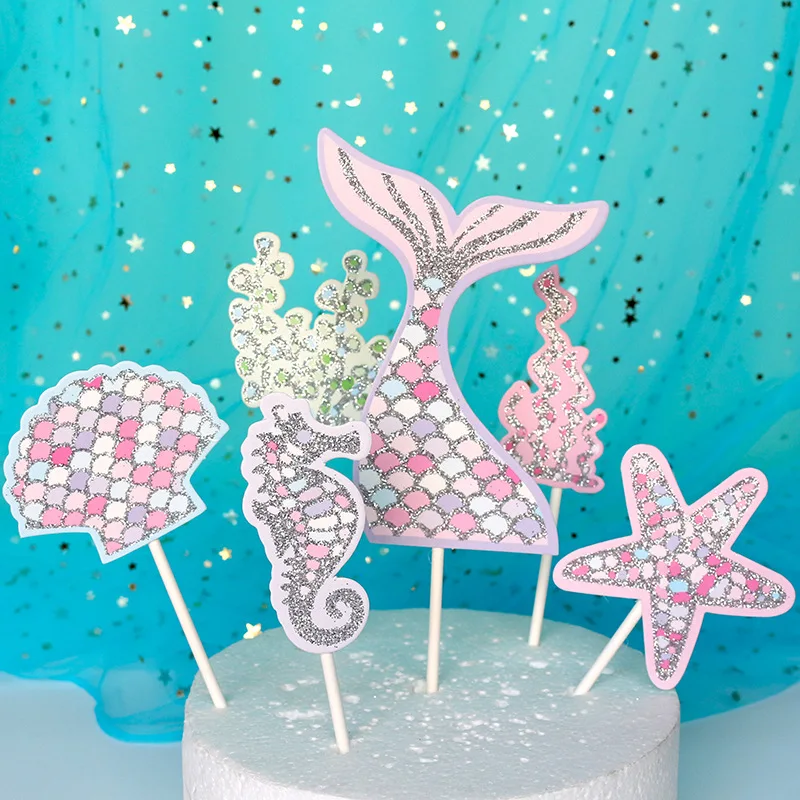 День рождения Русалочка кекс для вечеринки обертки давайте быть русалками ребенок душ день рождения товары для вечеринок украшения торта