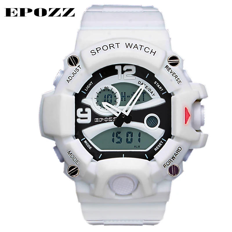 

EPOZZ Synchronous movement dual display Watches Sport watch For Men Rubber Strap hours Male Clock waterproof relogio masculino