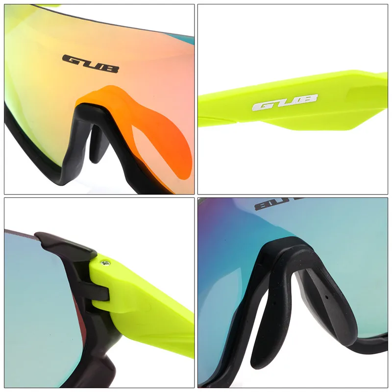 Gub поляризованные велосипедные очки спортивные солнцезащитные очки Uv400 Защитные очки с 3 линзами легкие красочные