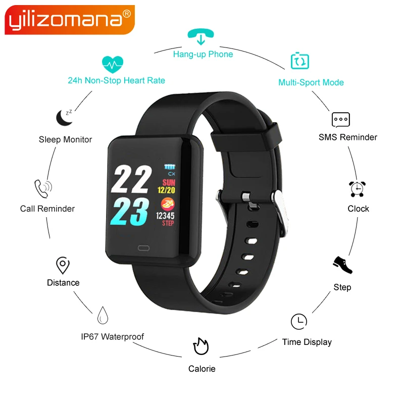 

Yilizomana Smart Wristband Call Reminder Big LED Colour Screen Steel / Silicone Band Steps Smartwatch for Android IOS