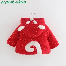 WYNNE GADIS Winter Baby Kids Polka Dot Hooded Cute Fleece Thick Jacket Girls Snow Wear Parkas Outerwear Coat casaco