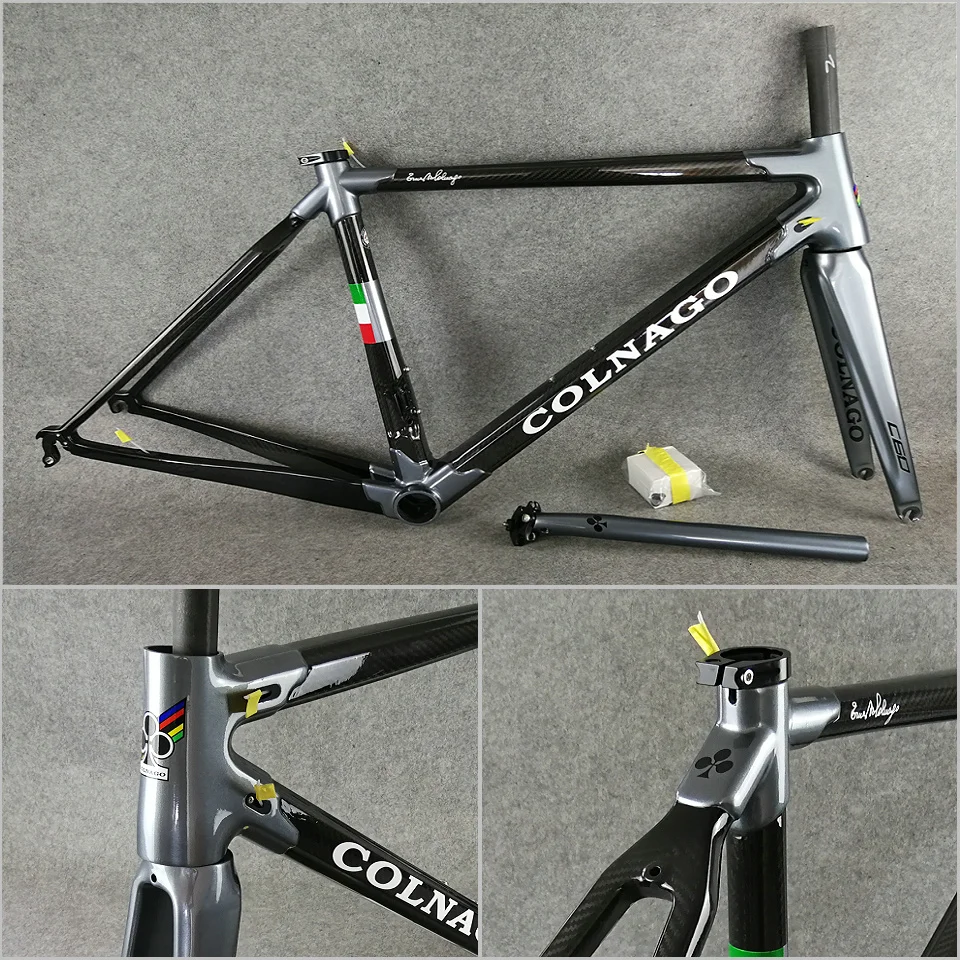 Flash Deal Black-Grey painted CARROWTER T1000 3K Glossy/Matte Colnago C60 carbon road frame bicycle Frameset With BB386 XS/S/M/L/XL 0
