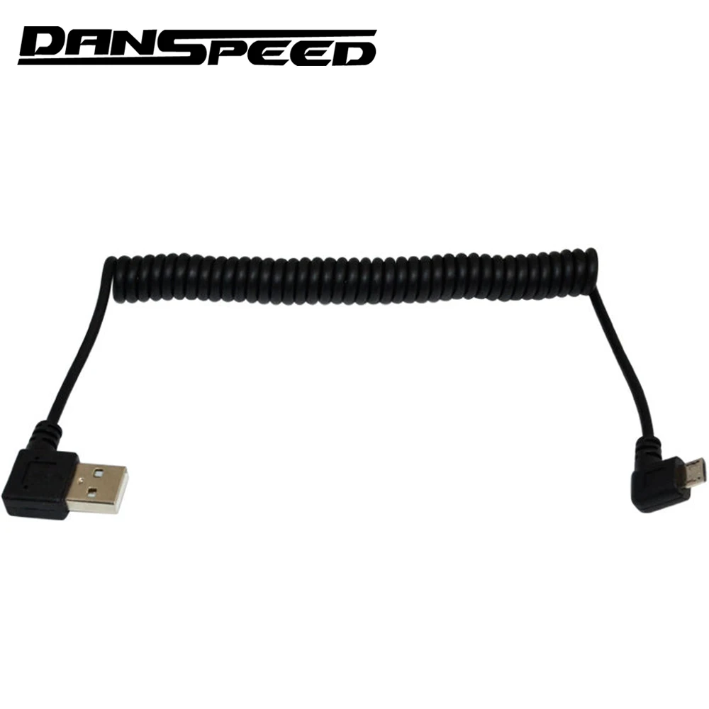 DANSPEED Премиум USB Micro 5 Pin Левый угловой штекер USB 2,0 A левый мужской спиральный кабель для передачи данных