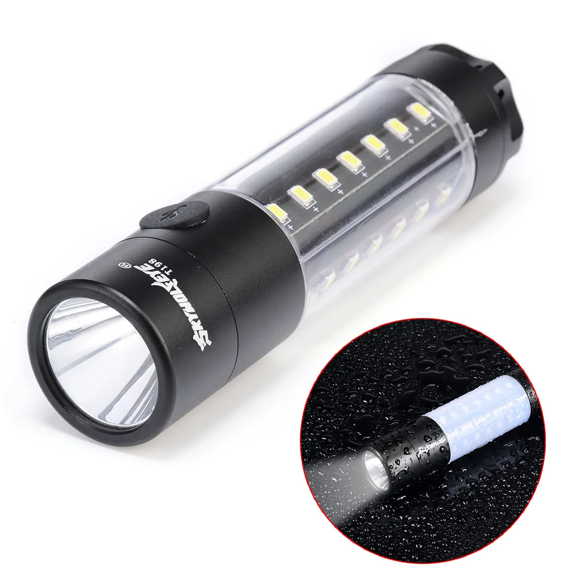 Portable Super Bright 300LM XPE LED Flashlight USB Rechargeable Torch