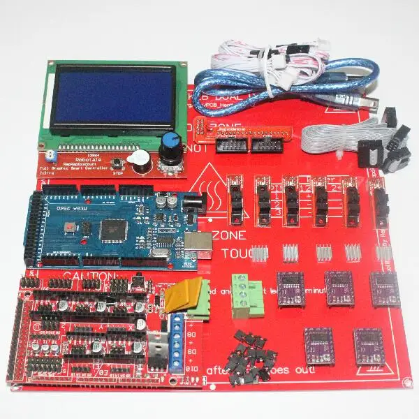  CNC 3D Printer Kit for Arduino Mega 2560 R3 + MK2B + RAMPS 1.4 Controller + LCD 12864 + 6x Optical Switch Endstop + 5x DRV8825 