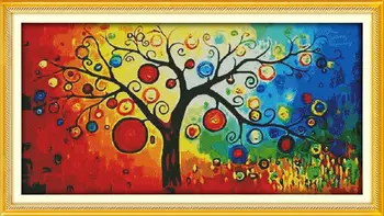 

New Arrive Chinese Painting DIY Handmake Needlework The Money Tree 2 DMC Cross Stitch Kit for Embroidery Knitting Needles Crafts