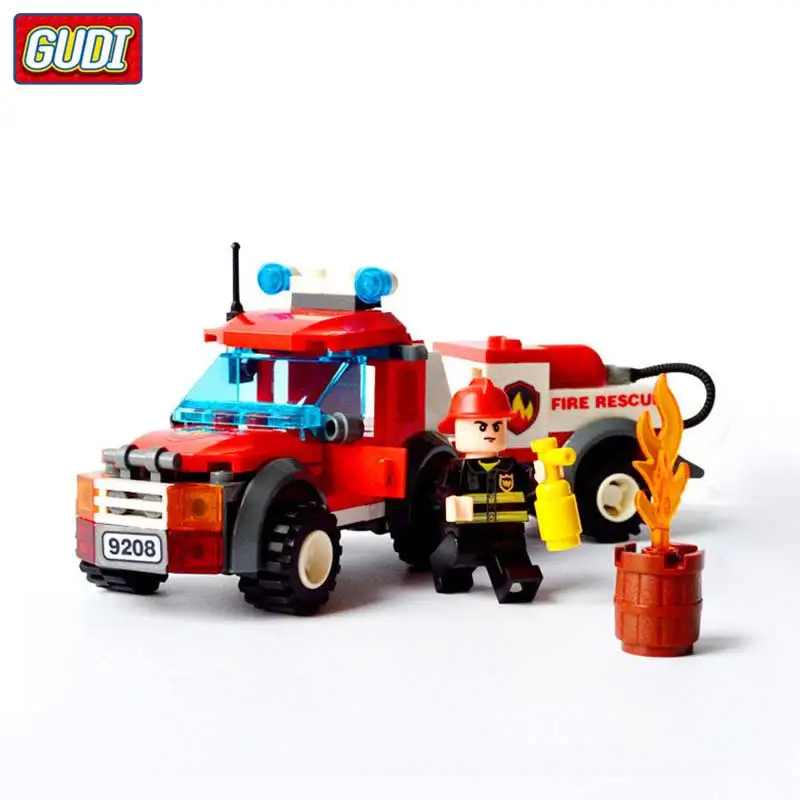 

GUDI Brinquedos 9208 Fire Truck Blocks Children Educational Assembled Model Building Kits Blocks Toy Boy Kid Best Xmas Gift