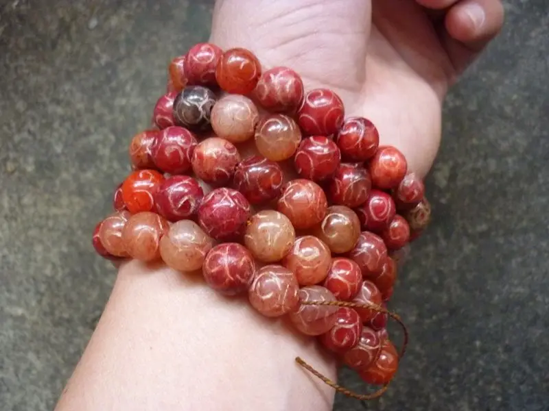 Jew3115 Chinese ancient aristocratic old jade carved jade bead necklace