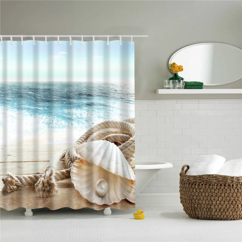 Морской пейзаж, Пляжная 3D ткань, полиэстер, занавеска для душа, s в ванной, занавеска для душа, водонепроницаемая, занавеска для ванны, cortina de ducha - Цвет: TZ170312