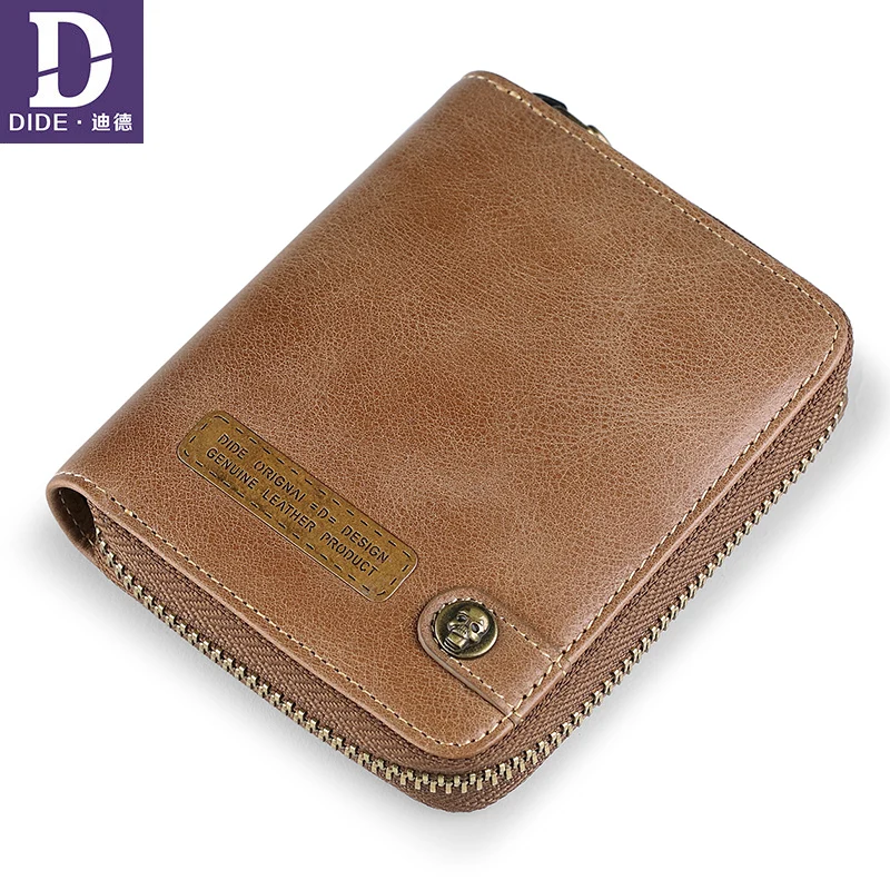 

DIDE High Quality Genuine Leather Purse Men Wallet for Credit Cards Wallet Card Holder Clutch Male Zipper Vintage Wallets