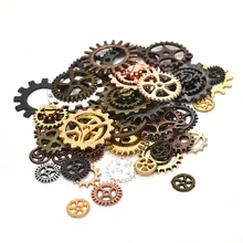 Mezclado 50 g/bolsa de Metal Vintage abalorios Steampunk con forma de engranaje conectores colgantes collar DIY pulseras accesorios para la fabricación de la joyería