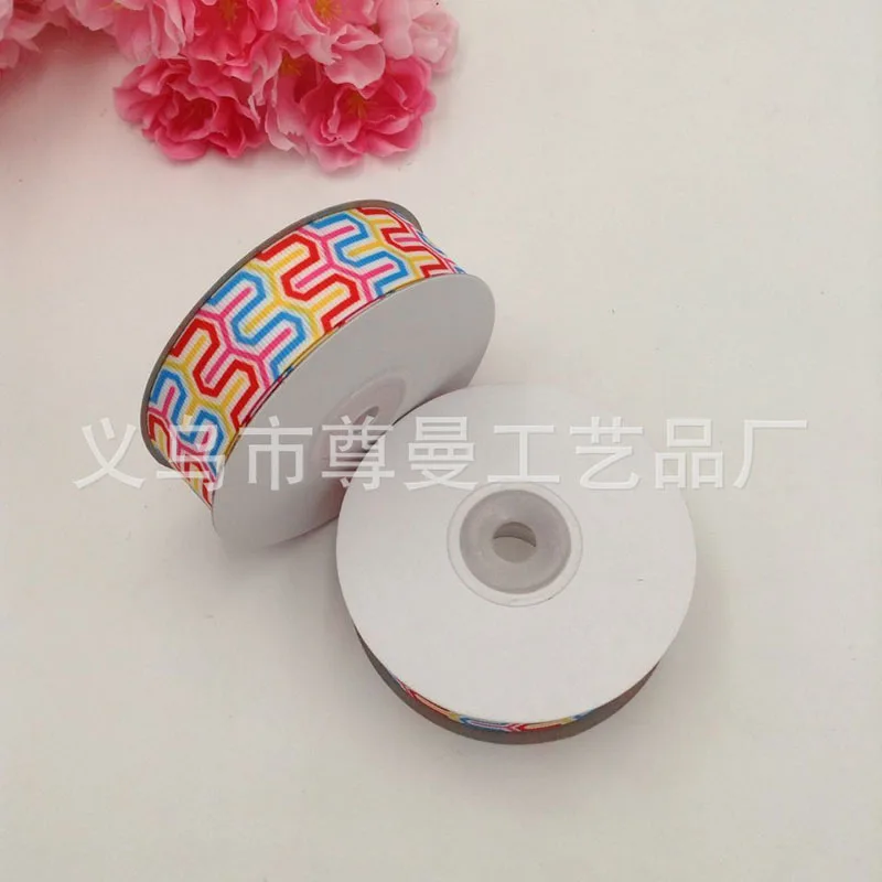 

New Ribbon Webbing DIY 2.5cm Wide Digital Printing Apparel Headwear Accessories Decorative Four-Color Striped Pattern Ribbon
