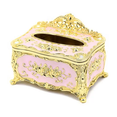 Европейская коробка для салфеток, держатель для салфеток, настольный органайзер, домашний Автомобильный держатель для салфеток KTV - Цвет: Gold-Pink