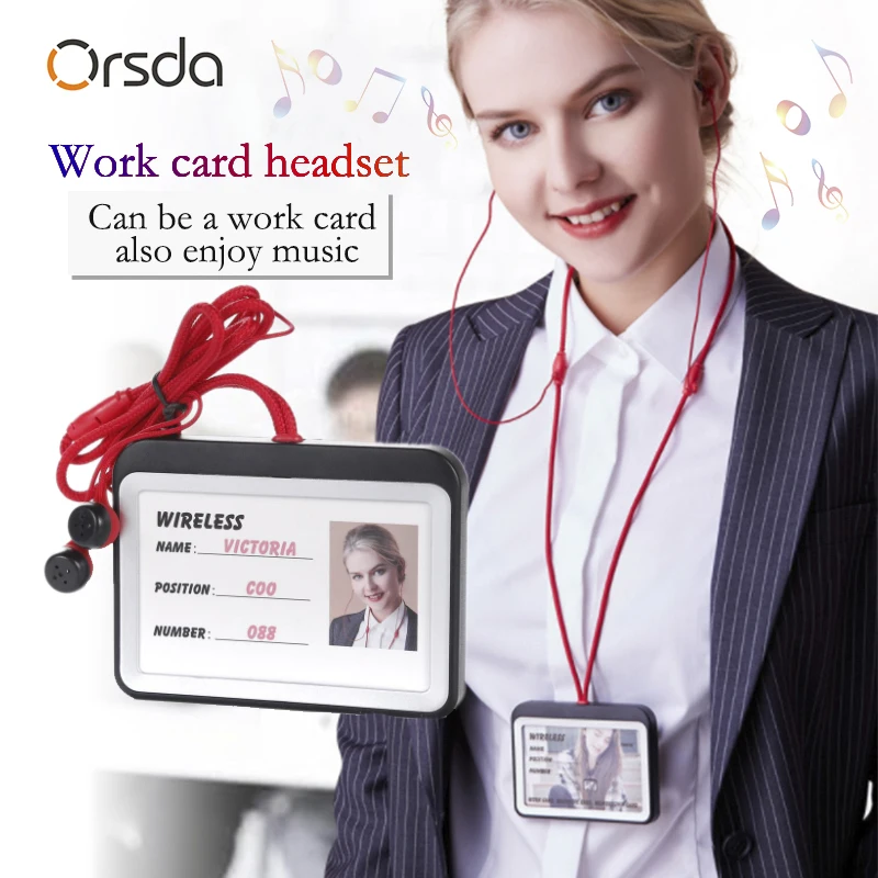 

Orsda ID Card Holder with Wireless Bluetooth Headset Phone Call Lanyard Badge Holder Suitable for Business Personnel Nurse
