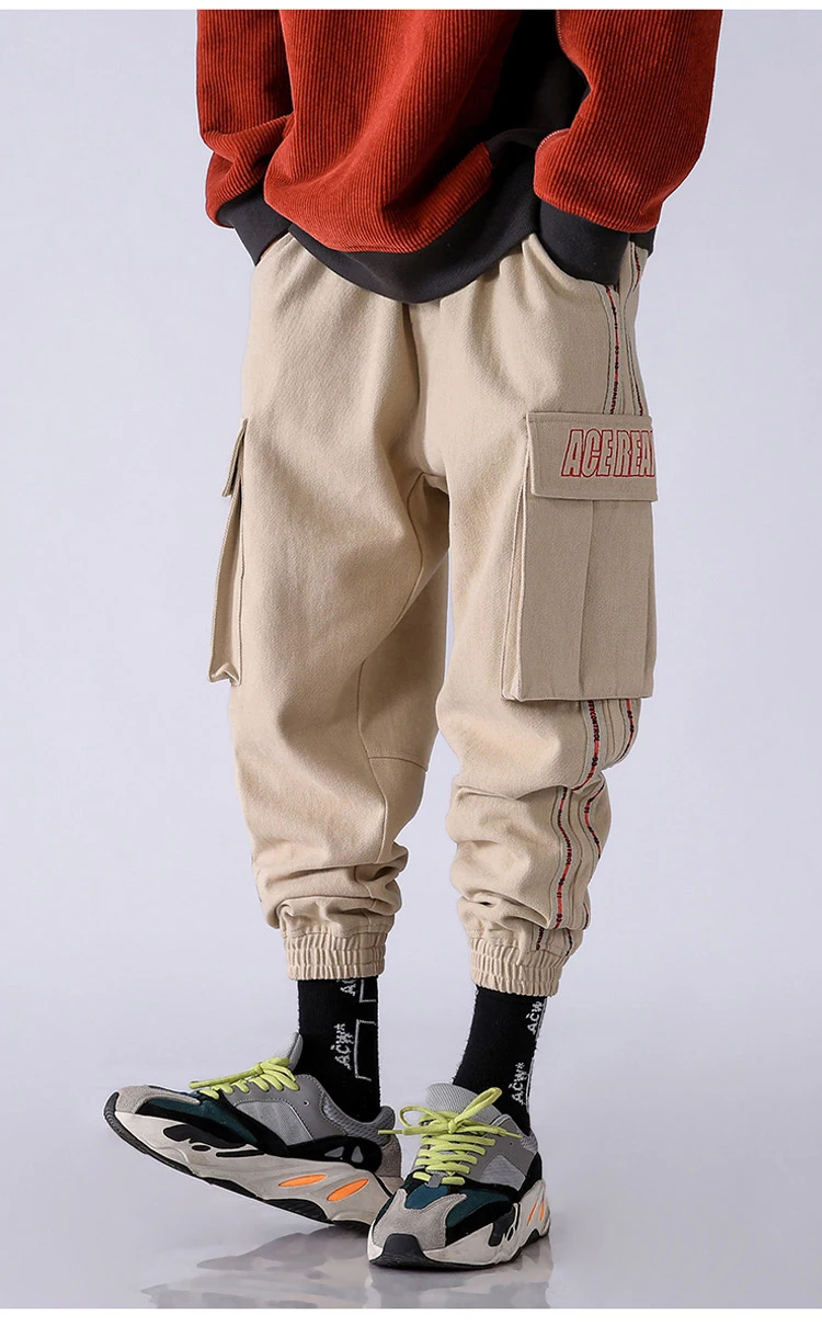 Aolamegs/мужские брюки-карго в стиле пэчворк с большими карманами; спортивные брюки; мужские брюки с эластичной резинкой на талии; повседневные модные спортивные брюки для бега; сезон осень