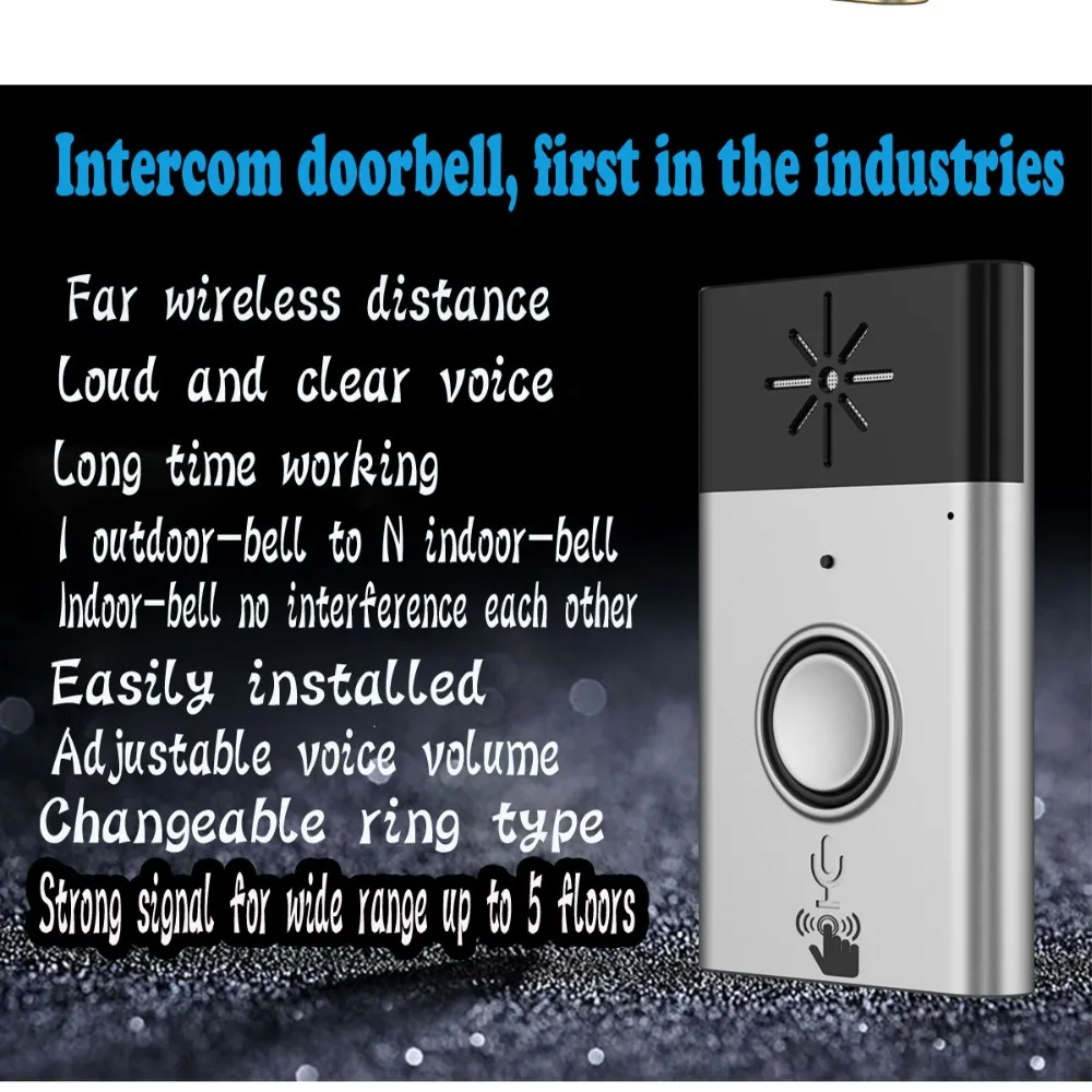 Серебряный цвет от 1 до 1 беспроводной дверной звонок H6 Голосовая система внутренней связи система вызова посетителей для дома АУДИО дверной телефон в дверной телефон