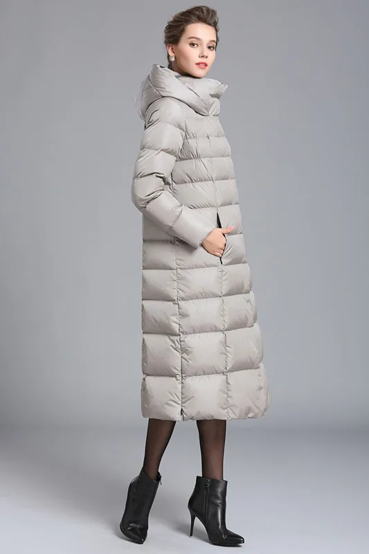 Новинка, зимний длинный пуховик, Женское пальто, большой размер, толстая, теплая, плюс длинная секция