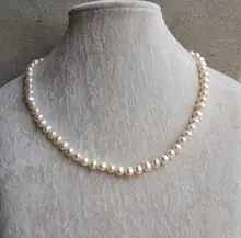 White Pearl Jewelry, 50cm AA 6-7mm Freshwater Pearl Necklace,100% Real Pearls Necklace,Girl’s Lasy’s Jewelry