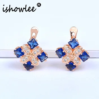 

Natural Zircon Flower 585 Gold Studs Earrings Jwelry for Women Accessories Rose Gold Earrings 2019 Women's Fashion Jewelry esp21