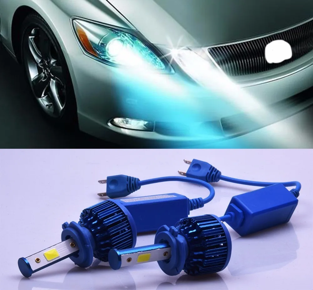 2X T1 360 H1 H3 H4 H7 H8 H9 H11 9005 9006 60W 4400LM Car COB LED Headlight Kit Beam Bulbs 6000K WHITE LIGH | Автомобили и