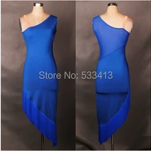 Костюмы для латинских танцев, сексуальные платья с одним рукавом и кисточками для латинских танцев, платья для соревнований, 2 вида цветов