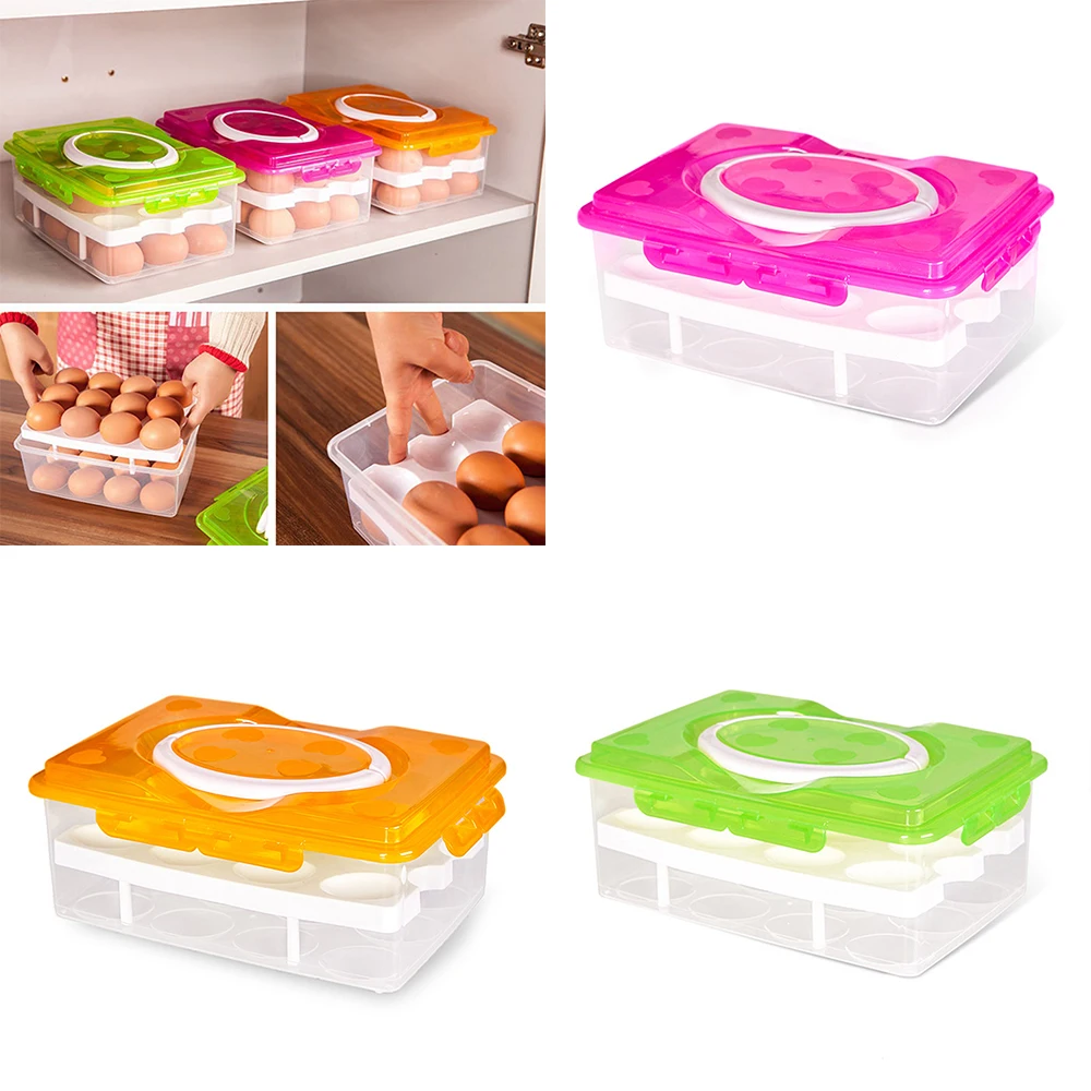 Egg Box Food Container Organizer Convenient Storage Boxes Double Layer