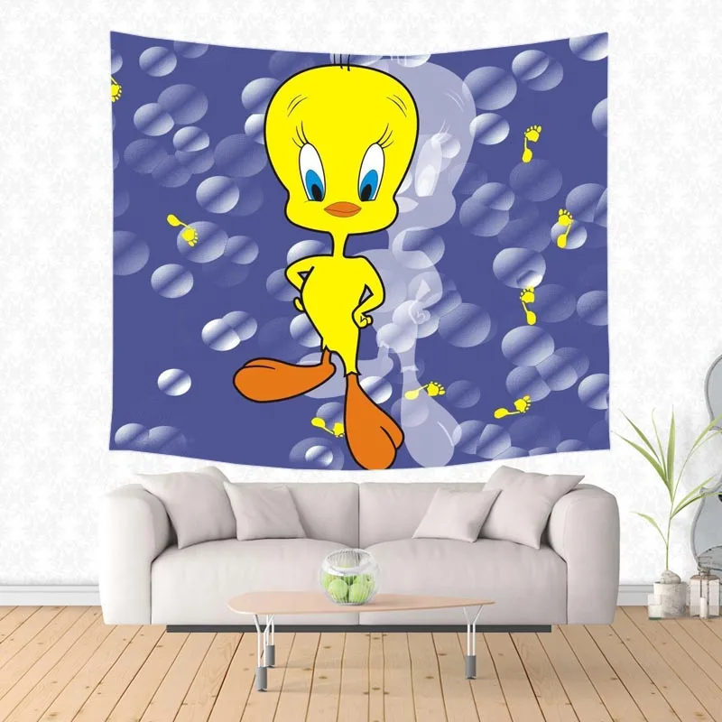 Tweety птица Печатные гобелены настенный Подгонянный Настенный декор гобелен пляжный коврик Домашний художественный Декор Йога Пикник коврик - Color: 2