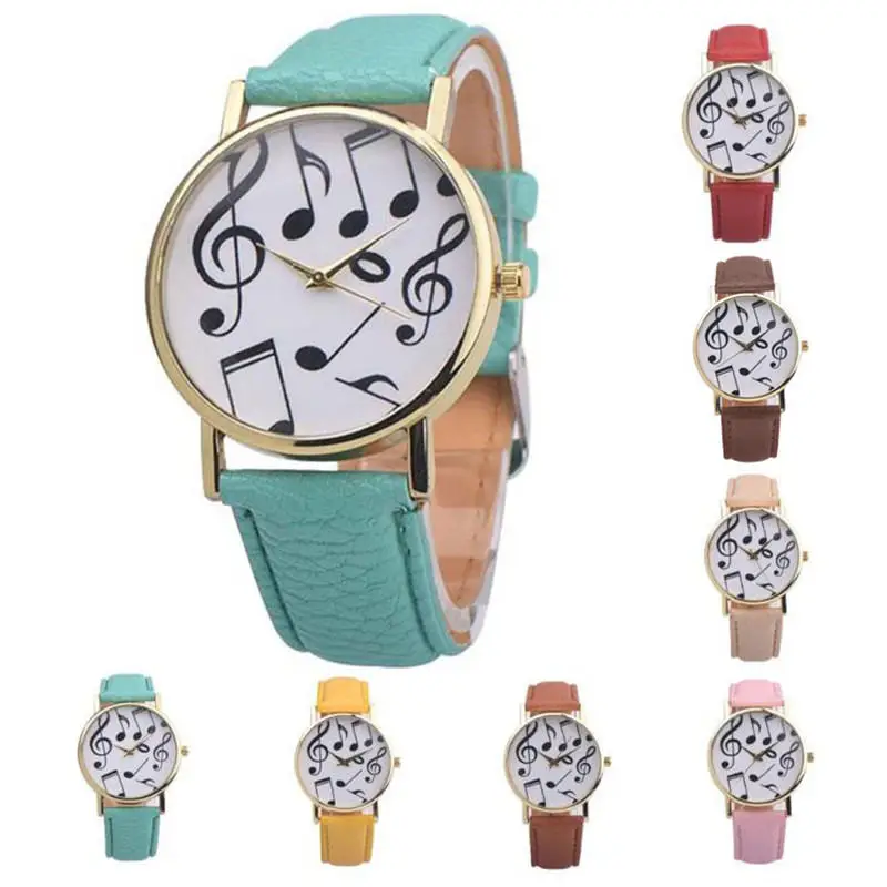 

Watch Woman Ladies Brand Famous Watches Casual Musical Notes Women Men Leather Quartz Wristwatches Zegarek Damski Dropshiping #A