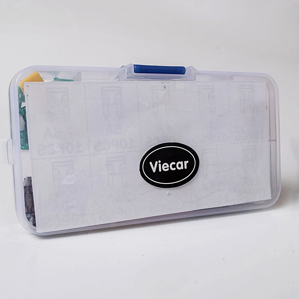 Viecar 100 шт. плавкие предохранители для средних автомобилей 2A 3A 5A 7.5A 10A 15A 20A 25A 30A 40A+ зажим Amp с пластиковой коробкой ассортимент Авто лезвие предохранитель внедорожник