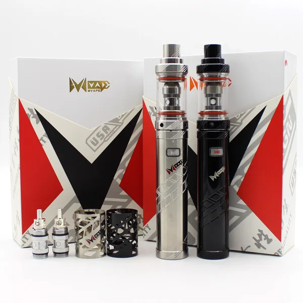  2016 Mvape Electronic cigarette 100W T.C Vaporizer Sub Ohm Tank External battery Mod Vapor Kit +0.1ohm T.C core +0.5ohm core 