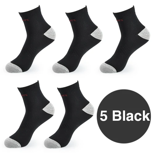 5 пар/партия, мужские носки, дышащие антибактериальные дезодоранты, фирменные гарантия, высокое качество, мужские хлопковые носки - Цвет: 5 Black