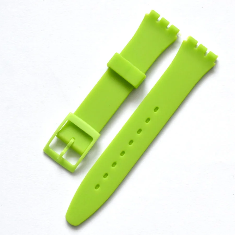 Высокое качество Черный Синий Зеленый 17 мм 19 мм силиконовый резиновый ремешок для часов Swatch красочный резиновый ремешок Пряжка из нержавеющей стали
