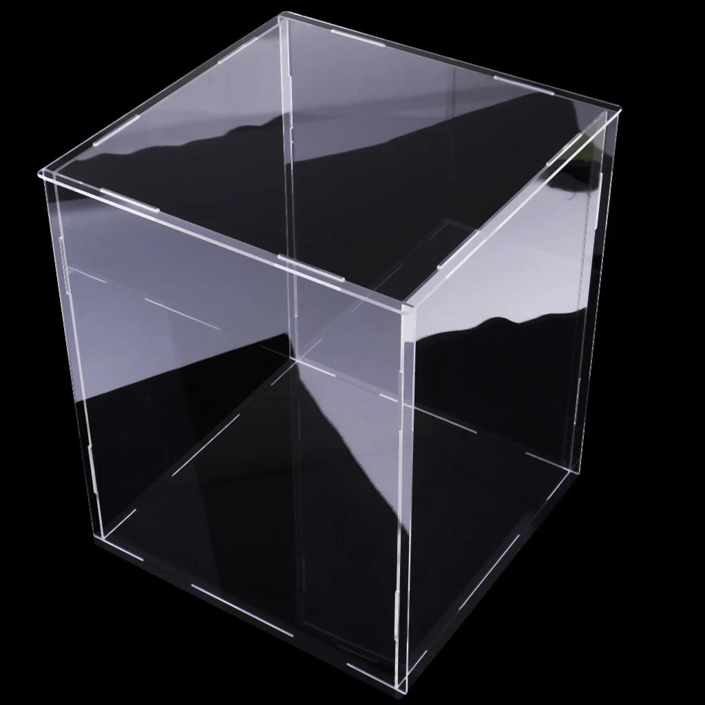 Clear Jewelry Acrylic Display Show Box Case Dustproof Tray Stand Cube - 25cm
