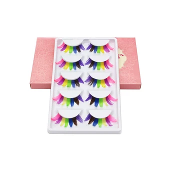

New 5 Pairs Halloween Colorful False Eyelashes Christmas Exaggeration Cool Stage Performance Professional Popular Beauty Tools