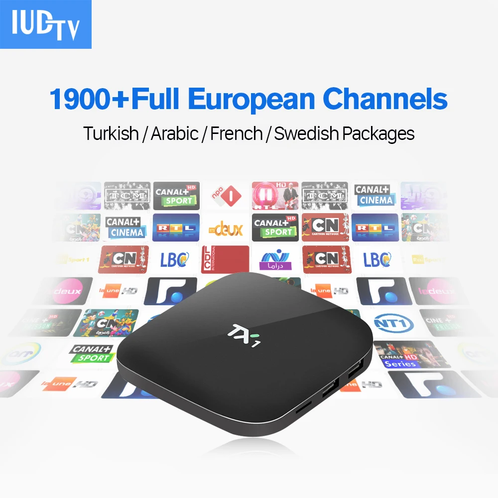 

Quad Core Android Smart TV Box with 1 Year Free European IUDTV IPTV Italy UK French Account Live TV Preloaded TV Set Top Box