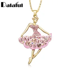 Collar y colgantes largos de bailarina de Ballet para mujer, joyería de cristal, regalo de recuerdo, X606
