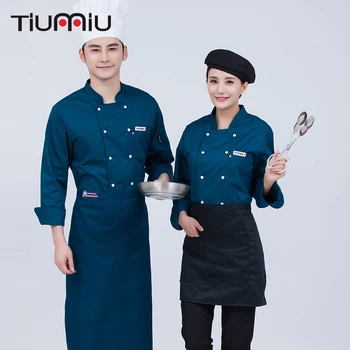 

Unisex Restaurant Kitchen Cooking Chef Work Uniforms High Quality 2018 Cafe Food Service BBQ Hotel Waiter Overalls Jackets Apron