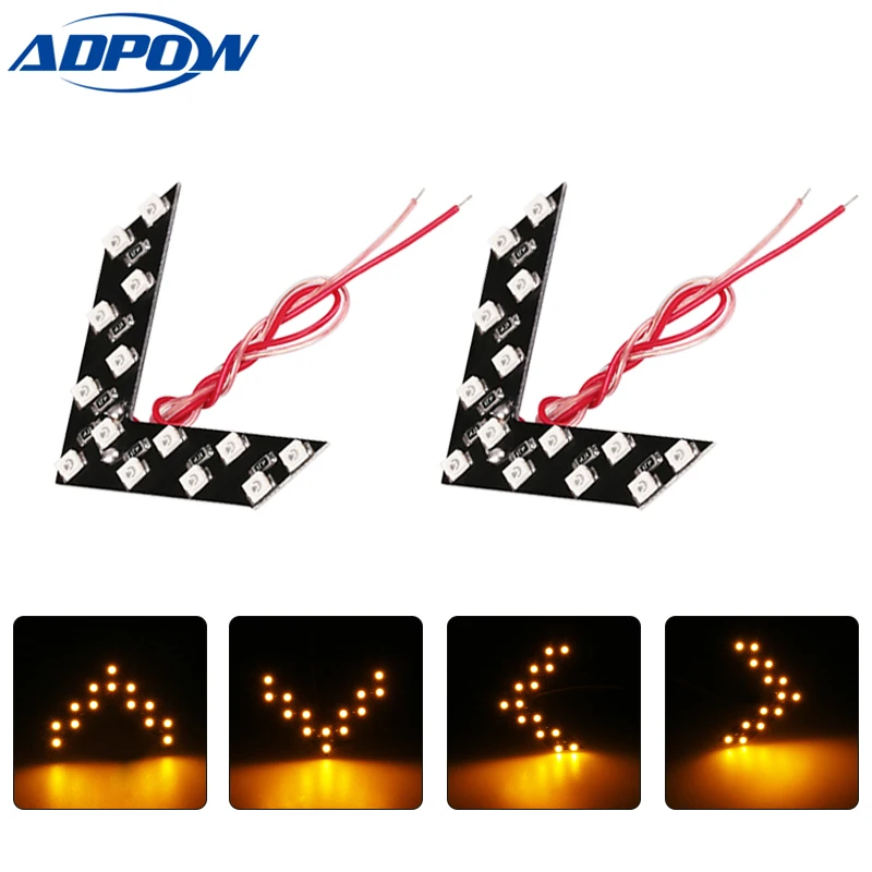 

14 SMD LED Arrow Panel For Car Rear View Mirror Indicator Turn Signal Light Car LED Rearview Mirror Light