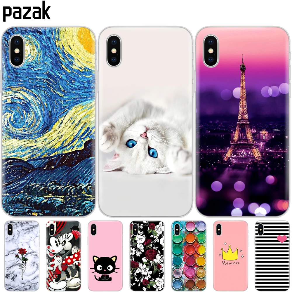 

soft Case For iphone 7 8 plus Cover Silicone Shell Cover For Apple iPhone X 10 Bag Funda coque etui bumper painting new colorful