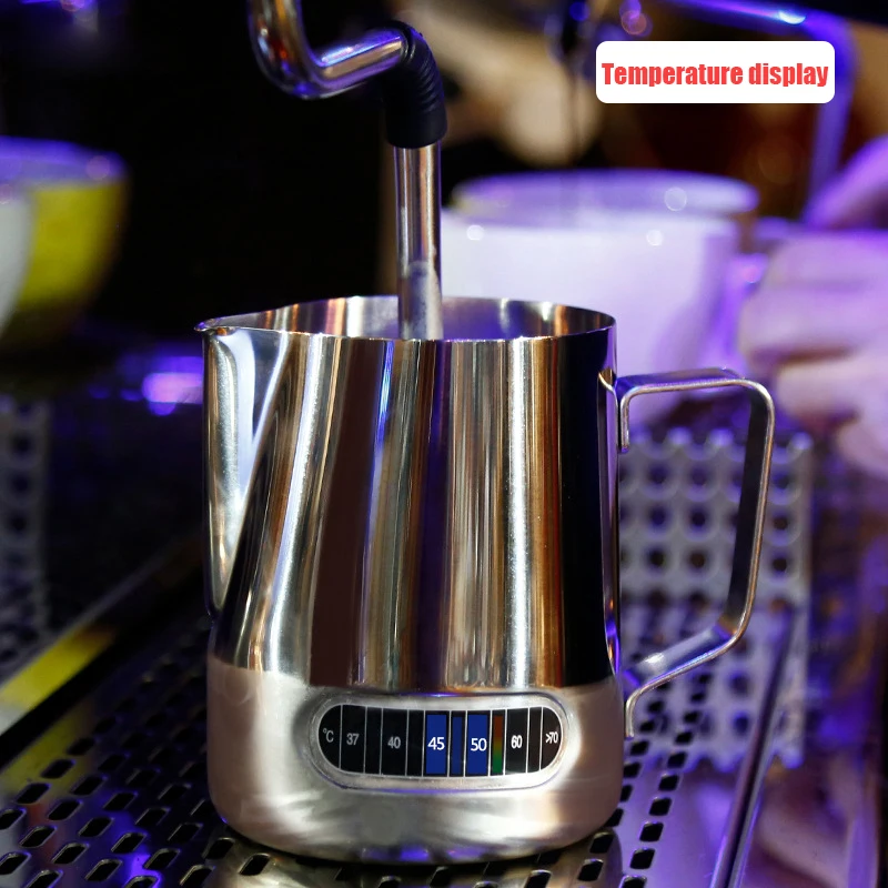 Beste Rvs Melk Opschuimen Jug Barista Koffie Pitcher met Thermometer Maken perfecte schuim voor uw Cappuccino 550 ml