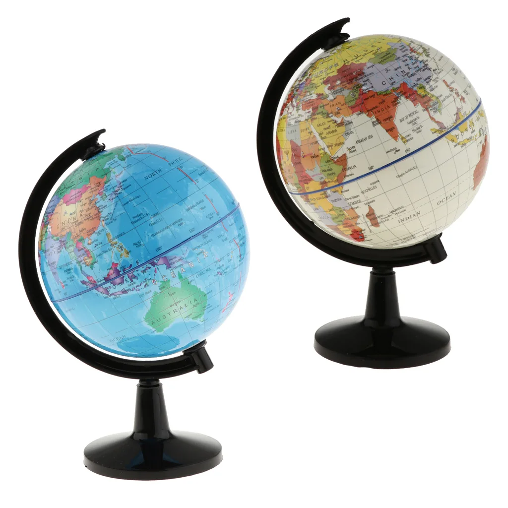 2Pcs WORLD GLOBE Rotating Swivel Map Regional Earth Atlas Geography diameter Educational Gift 10.6cm